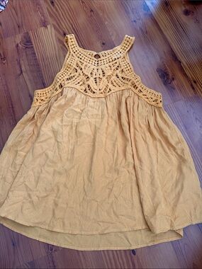 lovestitch Crochet Yoke Sleeveless Camisole - Mustard Yellow